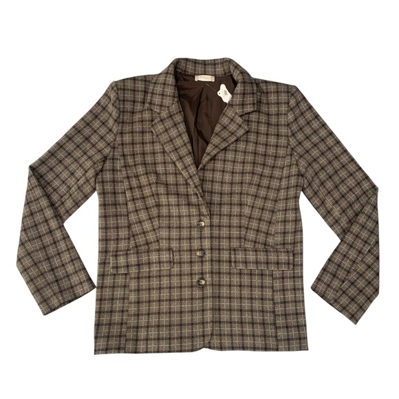 Altar'd State Jackets & Blazers - Altar'd State Plaid Blazer Jacket Brown‎ Tan Women's Medium New With Tags